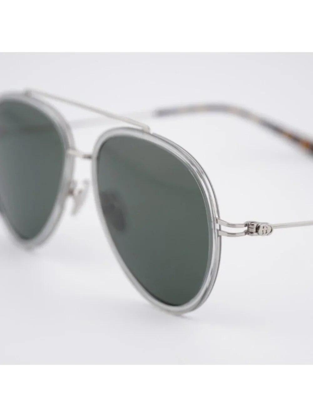 Gucci GG1981S 005 Sunglasses Transparent Grey/Silver Aviator Frame, Grey Lenses